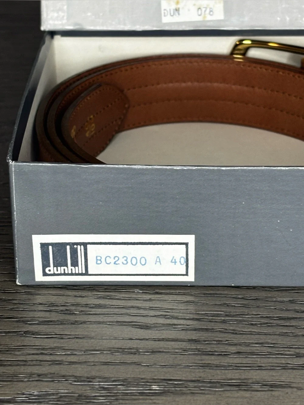 Vintage Dunhill Italian Leather Belt Gold Logo Brown Size 40 Quiet Luxury